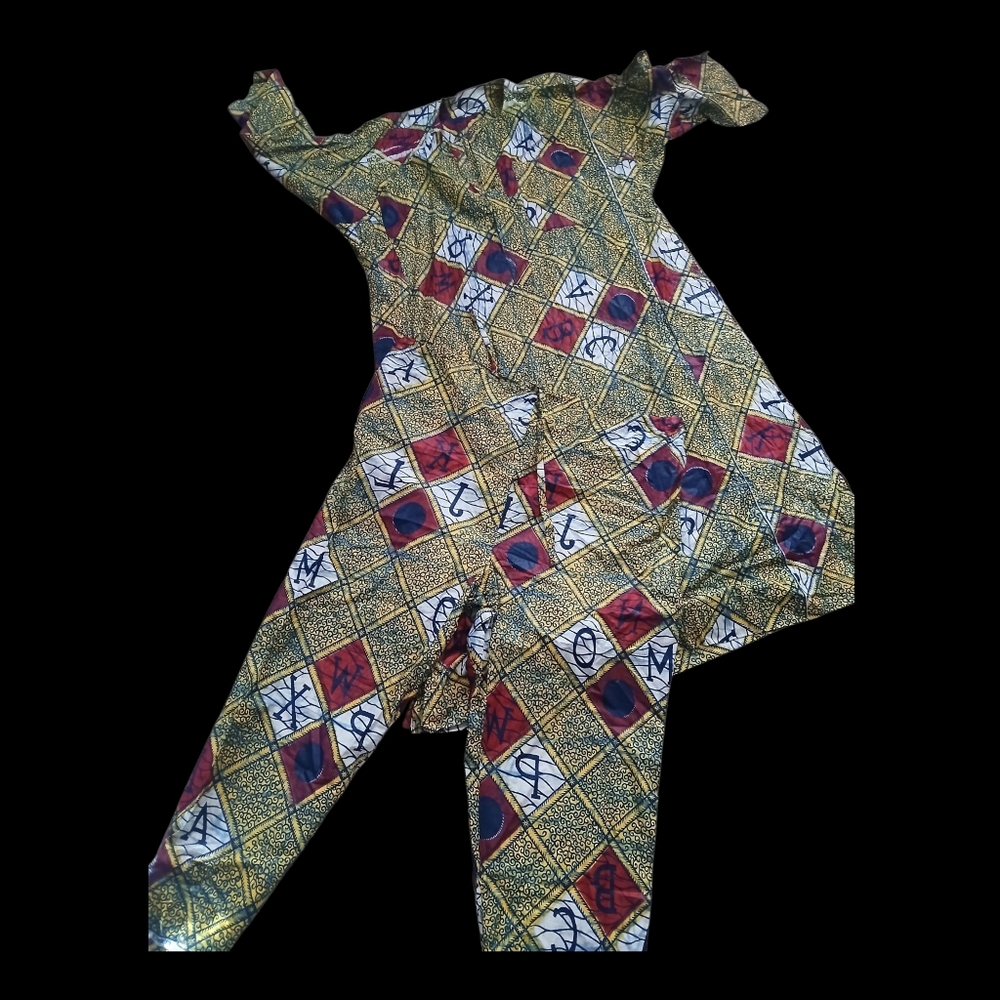 Mens Vintage Handmade African Thobe 2 piece set free size L-XL 